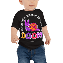 Load image into Gallery viewer, Teach Doom Baby T-shirt Aighard Merchandise Metal Children Worship Traditional Black Sabbath Live Slow Die Old Branca Studio
