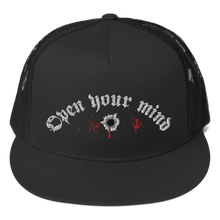 Load image into Gallery viewer, Open Your Mind Trucker Cap Hat Aighard Merchandise Webshop Carcass Tools Of The Trade Open Minded Trephine Torture Gorra Gun
