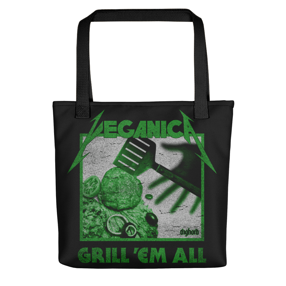 Grill Em All Tote Bag Aighard Merchandise Shop Vegan Kirk Hammett Vegetarian Kill Veganism Veggie Cruelty Free Vurger Recipe