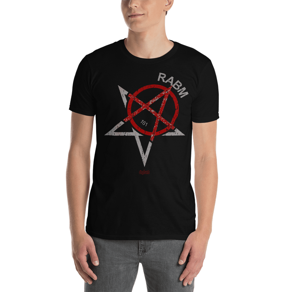 RABM 161 T-shirt Aighard Merchandise Red And Anarchist Black Metal & Antifascist Metalhead Network Hagiophobic Branca Studio