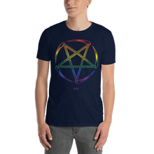 Load image into Gallery viewer, Rainbow Pentagran T-shirt camiseta LGTBI lesbian gay pride love is church of satan aighard merchandise buy orgullo pentagram
