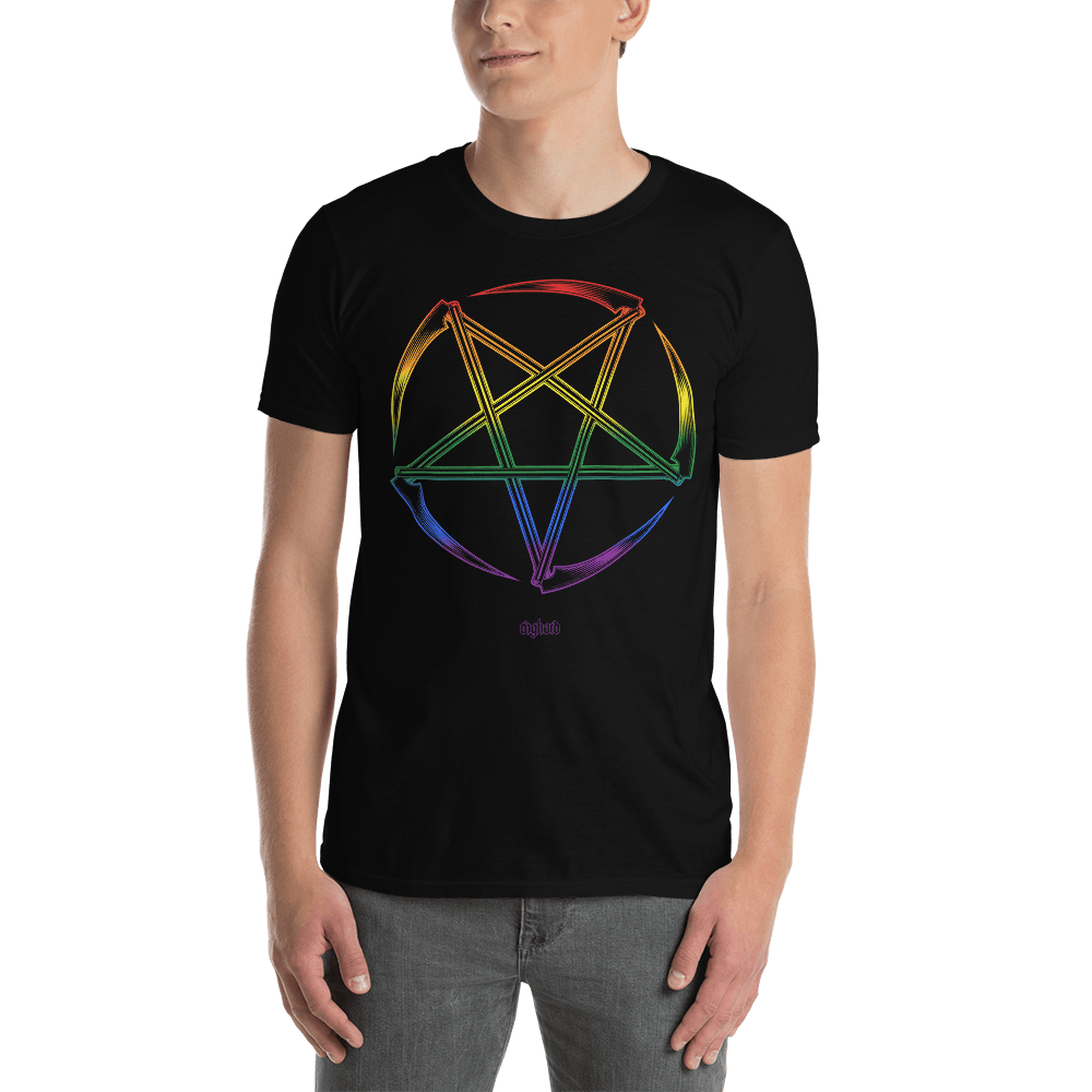 Rainbow Pentagran T-shirt camiseta LGTBI lesbian gay pride love is church of satan aighard merchandise buy orgullo pentagram