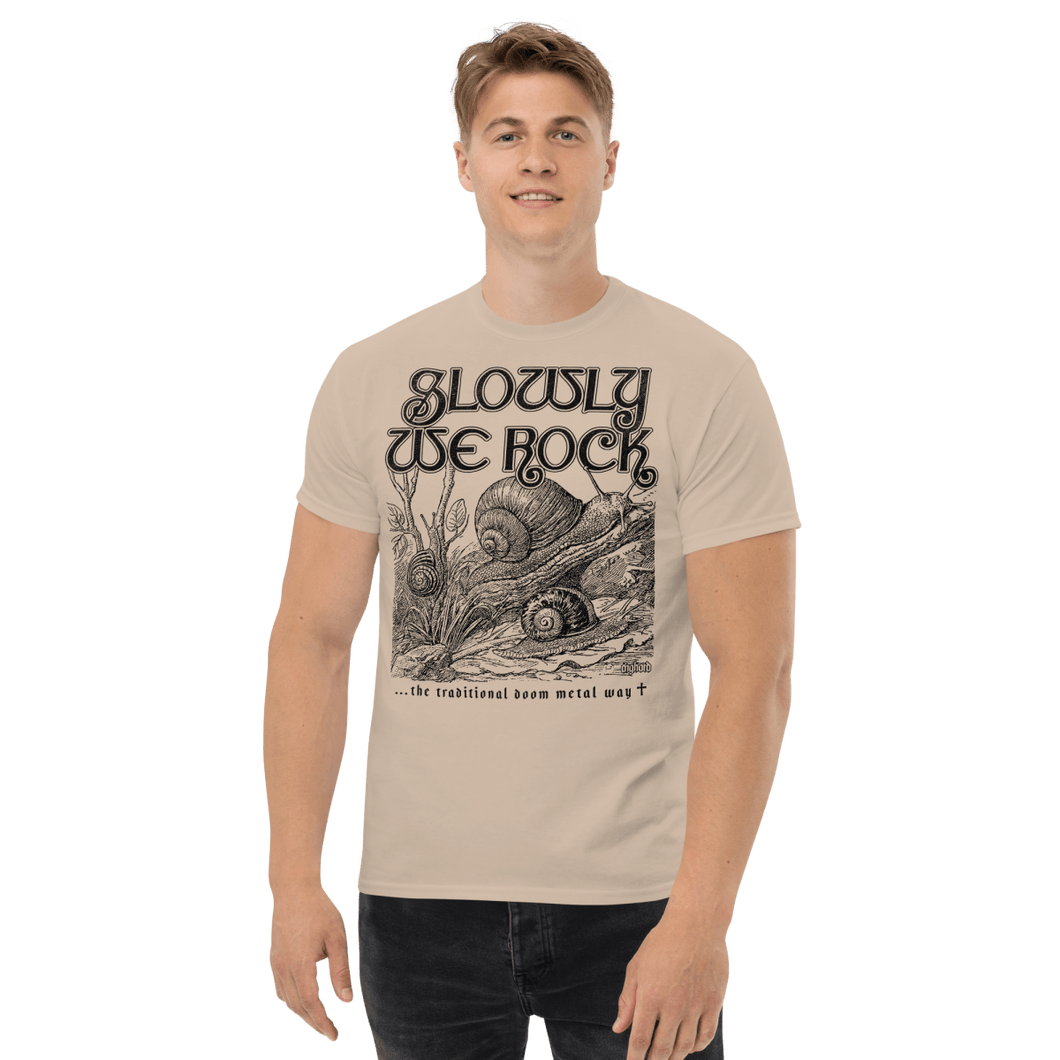 Slowly We Rock T-shirt Aighard Merchandise Traditional Doom Metal Black Sabbath Candlemass Pallbearer Sonic Blast Tony Iommi