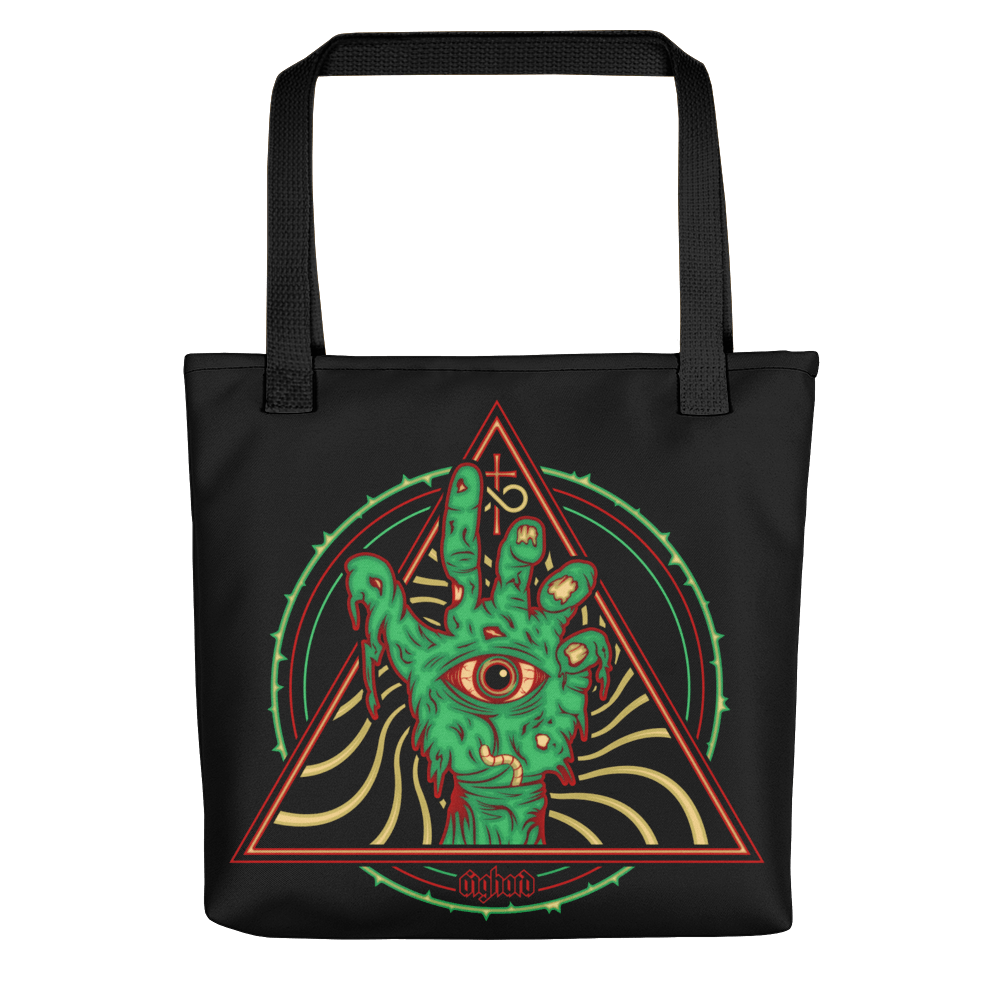 Cosmic Zombie Tote Bag Aighard Merchandise Walking Dead Hand God Eye Horror Night Living Blasphemy Occult Atheist 666 Yisus
