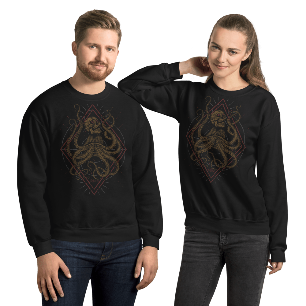 The Octopuskull Unisex Sweatshirt Aighard Merchandise Octopus Skull Engraving Animals Sea Geometric Shapes Progressive Metal